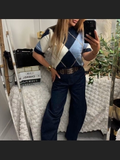 Granatowe jeansy typu balloon